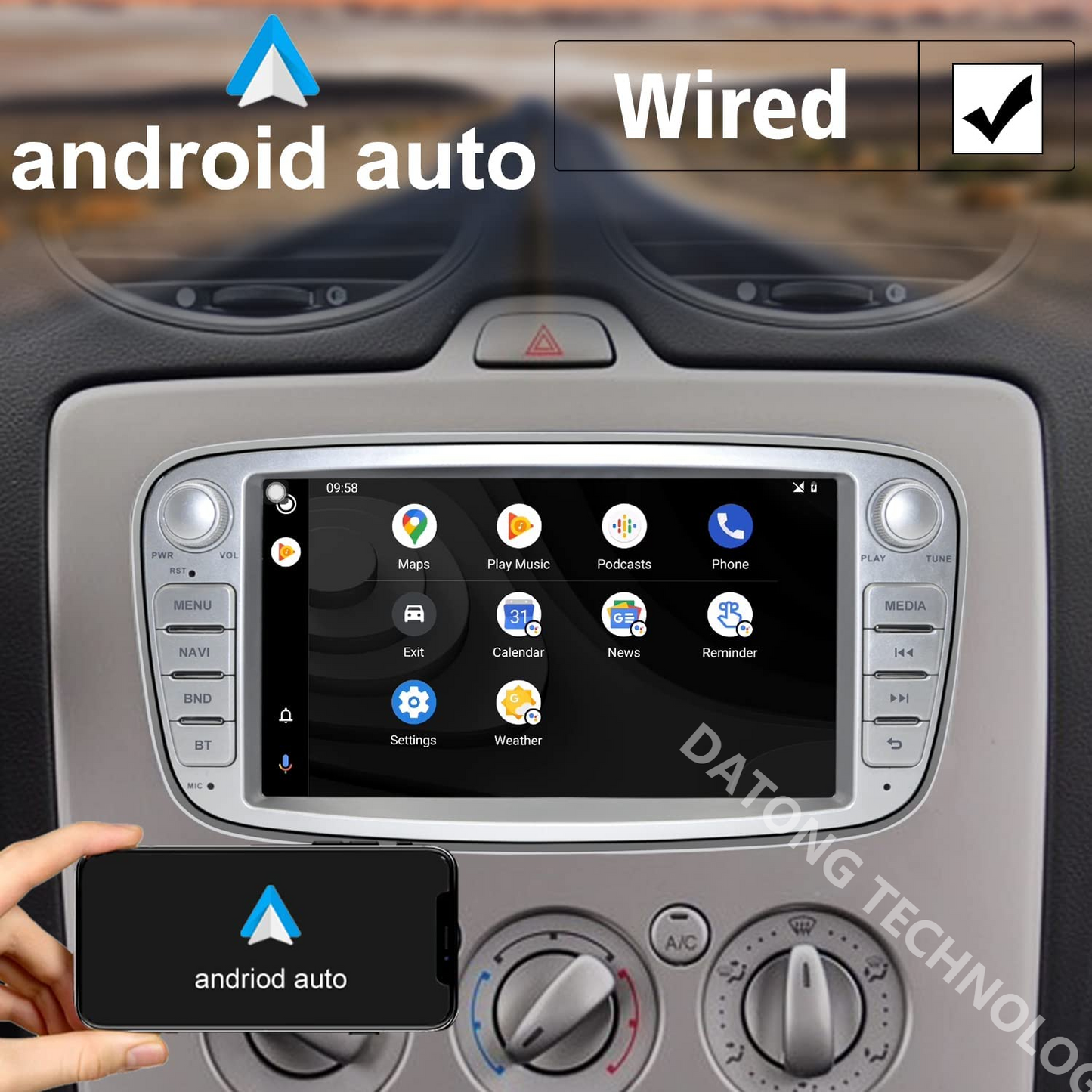 Android 10 Car Radio for Ford Focus Mondeo 2GB + 32GB Wireless CarPlay & Wired Android Car 7 Inch Screen Car Audio Stereo with Sat Nav, AM/FM RDS Radio, WiFi, Bluetooth Satnav