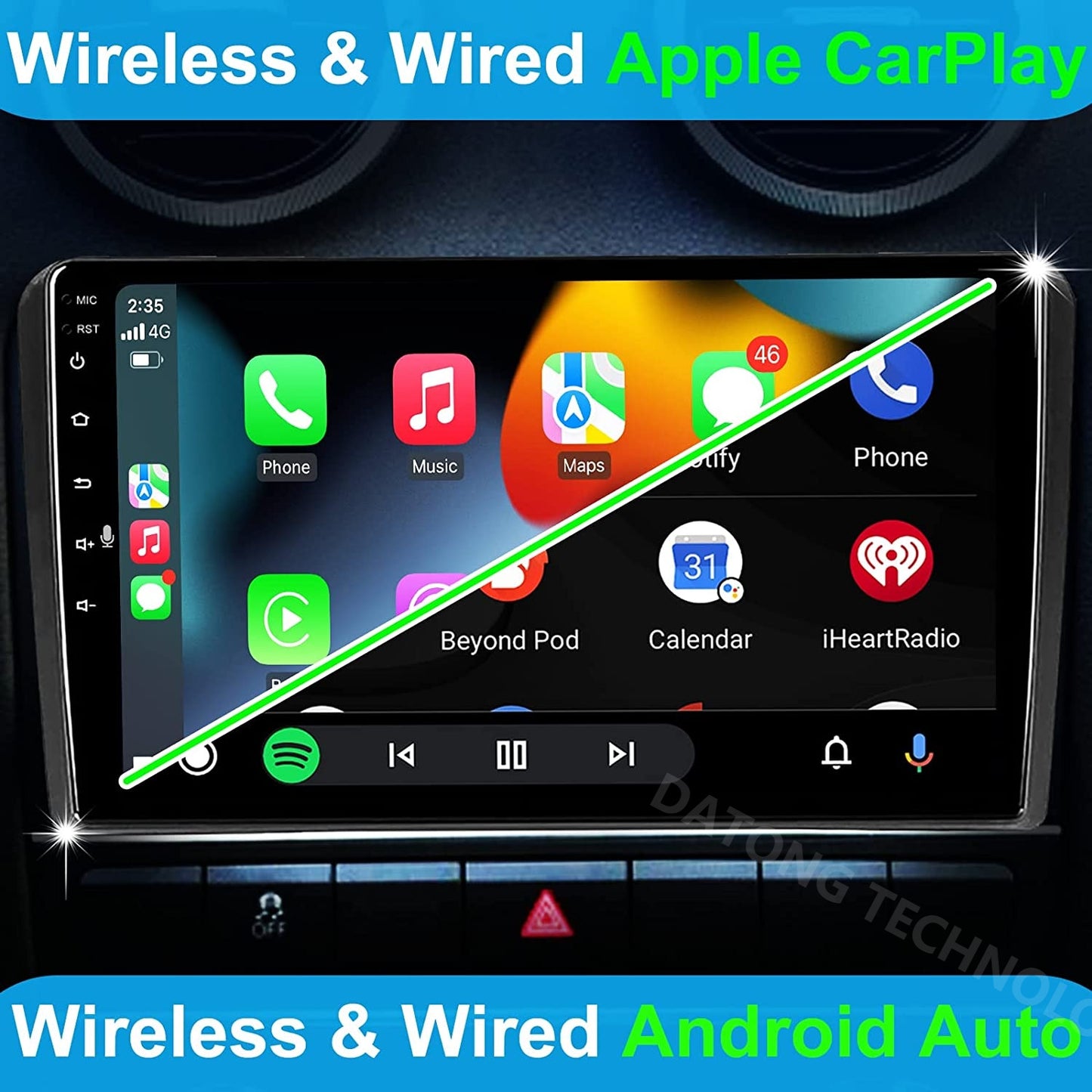 Android 10 Car Radio Wireless CarPlay Wireless Android Car for Audi_A3 S3 RS3 2GB + 32GB 9 Inch QLED Screen AM FM RDS Radio WiFi Double Bluetooth Audio Car Stereo with Navigation