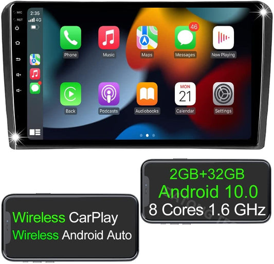 Android 10 Car Radio Wireless CarPlay Wireless Android Car for Audi_A3 S3 RS3 2GB + 32GB 9 Inch QLED Screen AM FM RDS Radio WiFi Double Bluetooth Audio Car Stereo with Navigation